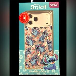 NWT•Disney Stitch & Hearts Glitter iPhone 16 or 17 Pro Max Case